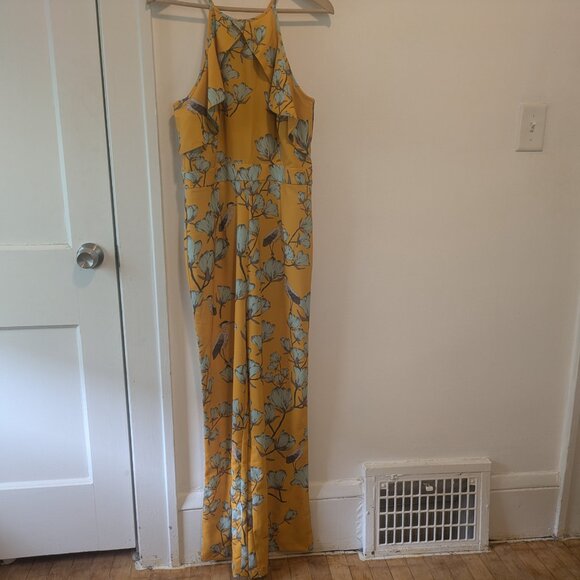 Anthropologie Varun Bahl Yellow Ruffled Floral Jumpsuit - Picture 2 of 10